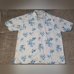 VGUC Mens Tommy Bahama Garden of Hope & Courage Hawaiian Shirt Sz Large Silk